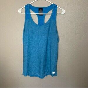 Adidas blue athletic racerback tank top women's size large